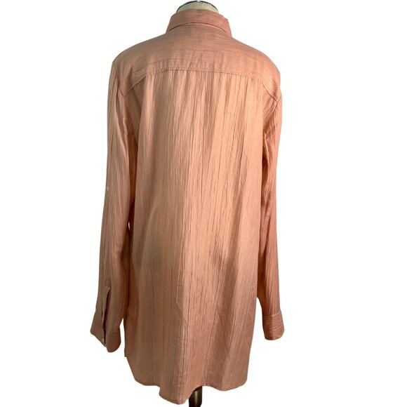 BANANA REPUBLIC Mauve Pintuck Cotton Silk Tunic Blouse Size Large Tall - Picture 4 of 8